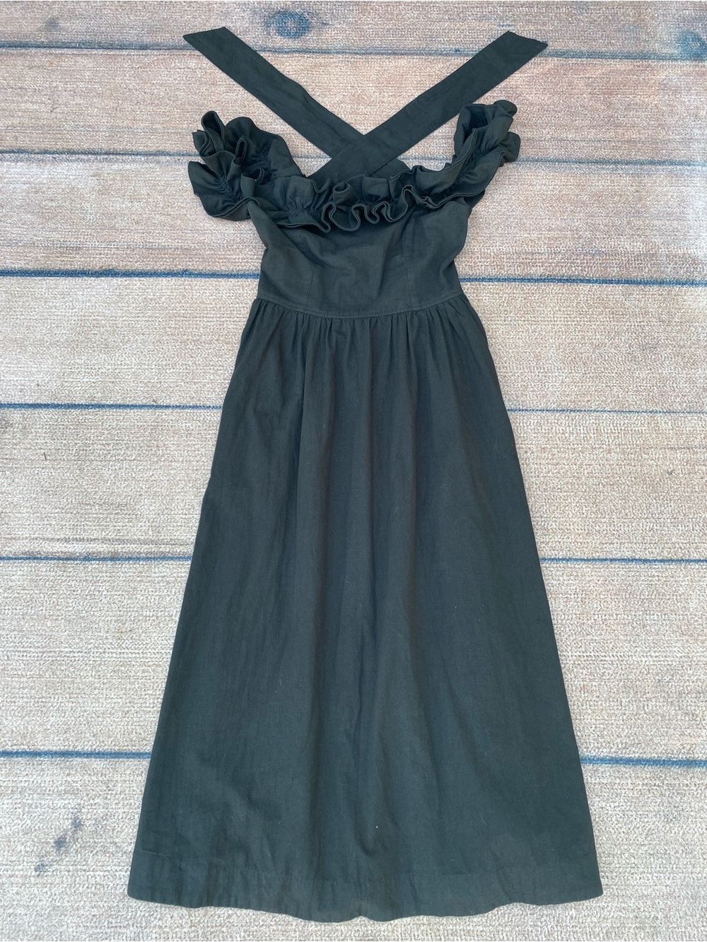Free People Black Ruffle Midi Dress